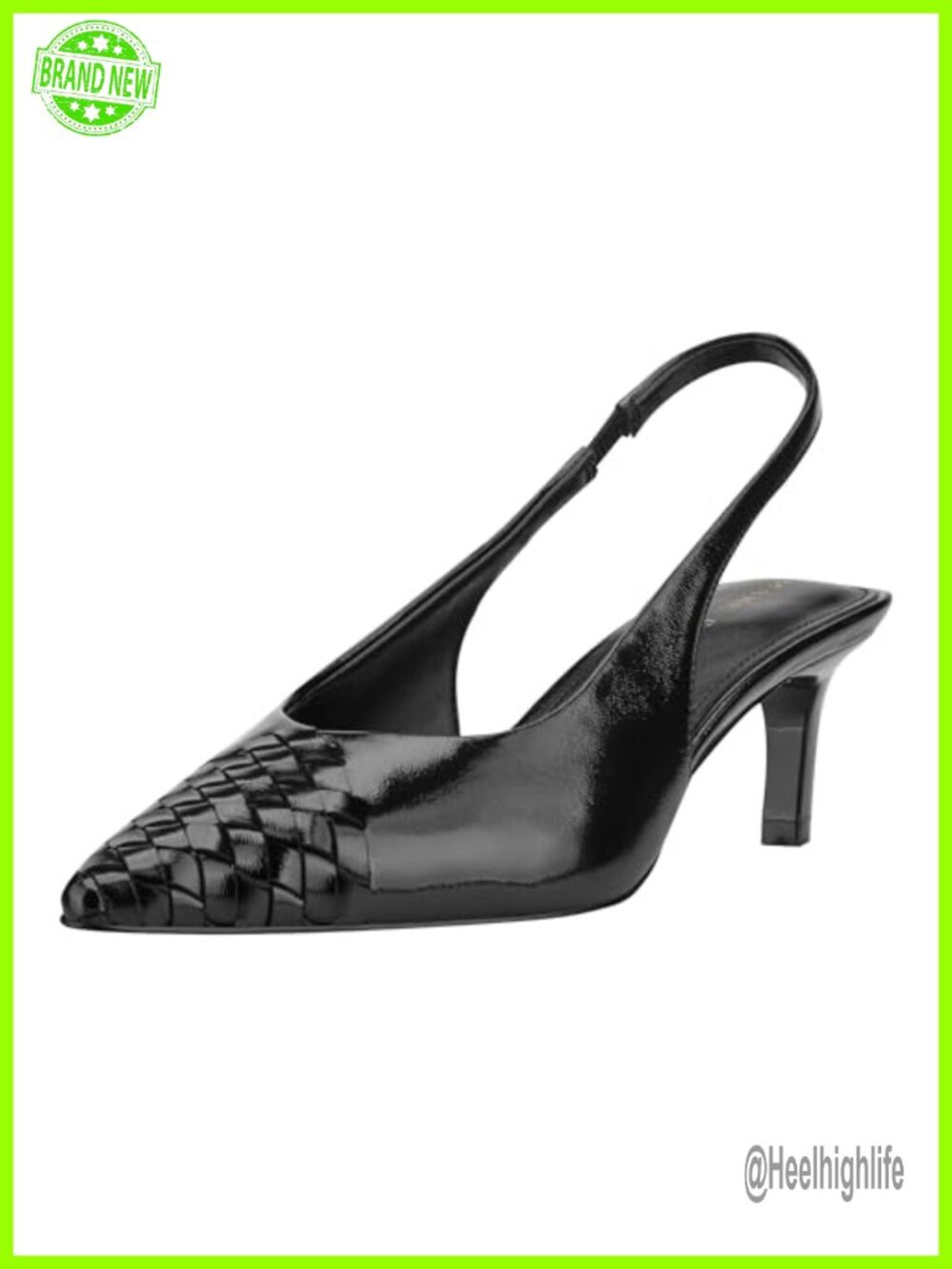 Leather Slingback Kitten Heel Pointed Toe Dress Pumps